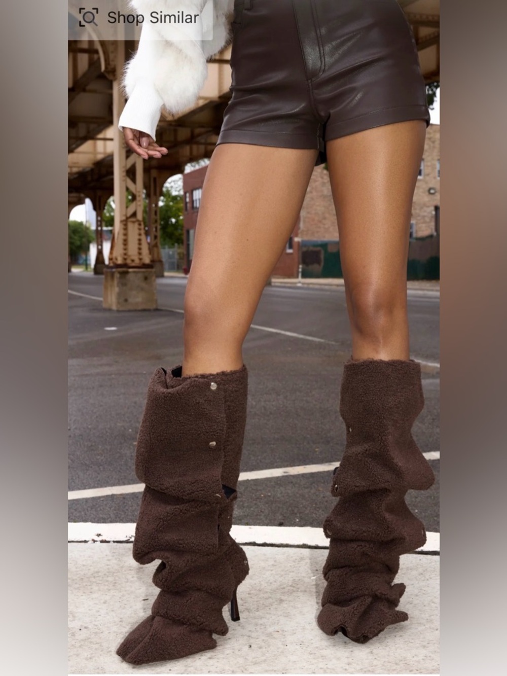 NEW - Azalea Wang Brown Sherpa Boot - Size 10